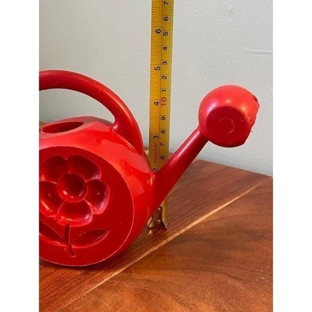 Vintage Watering Can Toy Mob Superjouet Red Plastic Made in France Frog Flower
